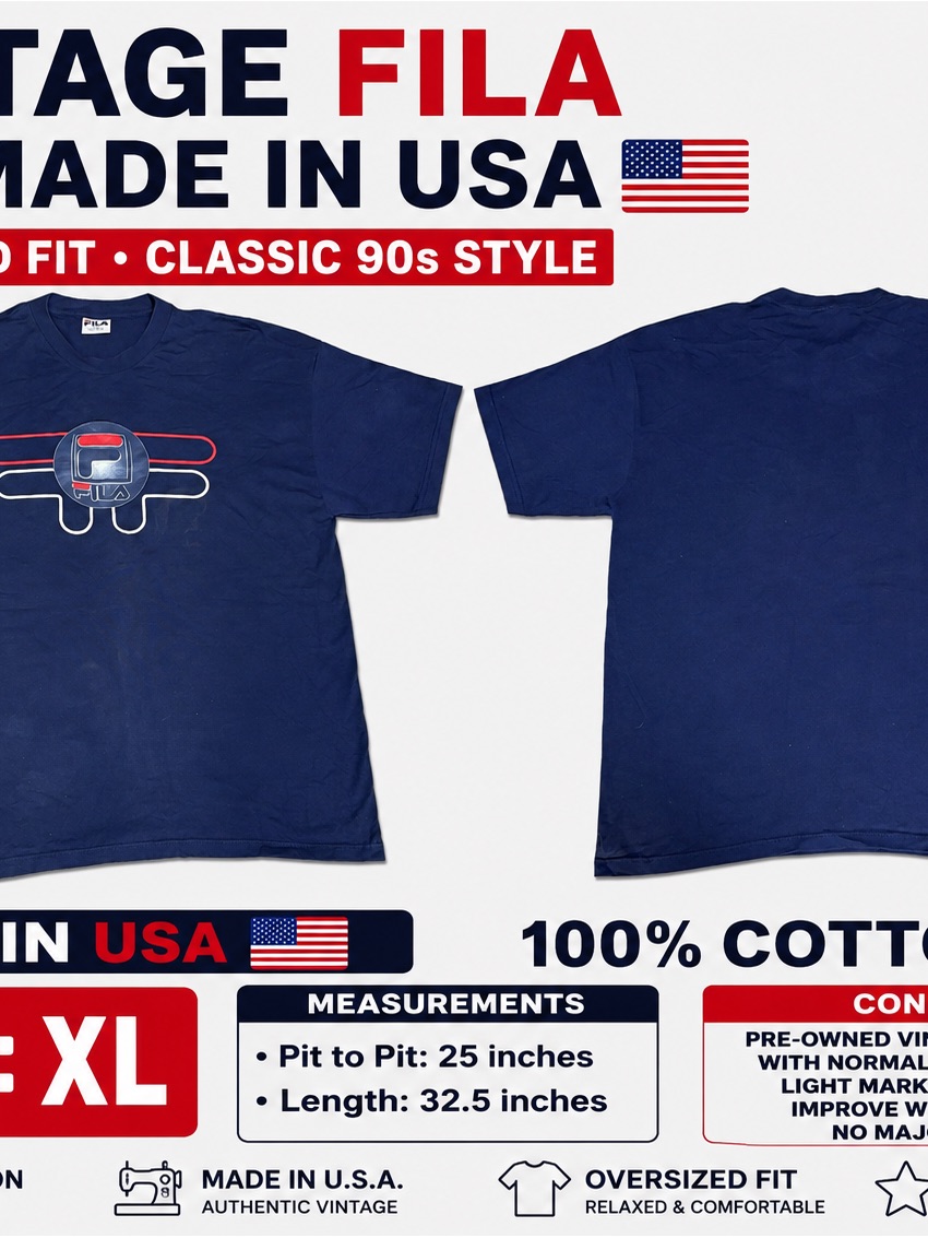 Fila Navy Tshirt With Red  White Logo